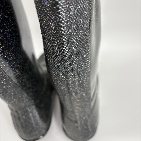HUNTER Wellies Rainboots Original Tall Glitter Starcloud Women's Size 9 Black - Picture 6 of 15